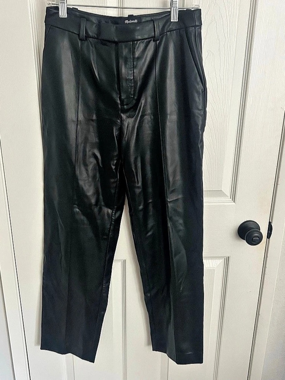 Madewell x Aimee Song faux leather Black Straight Leg Pants Size 4